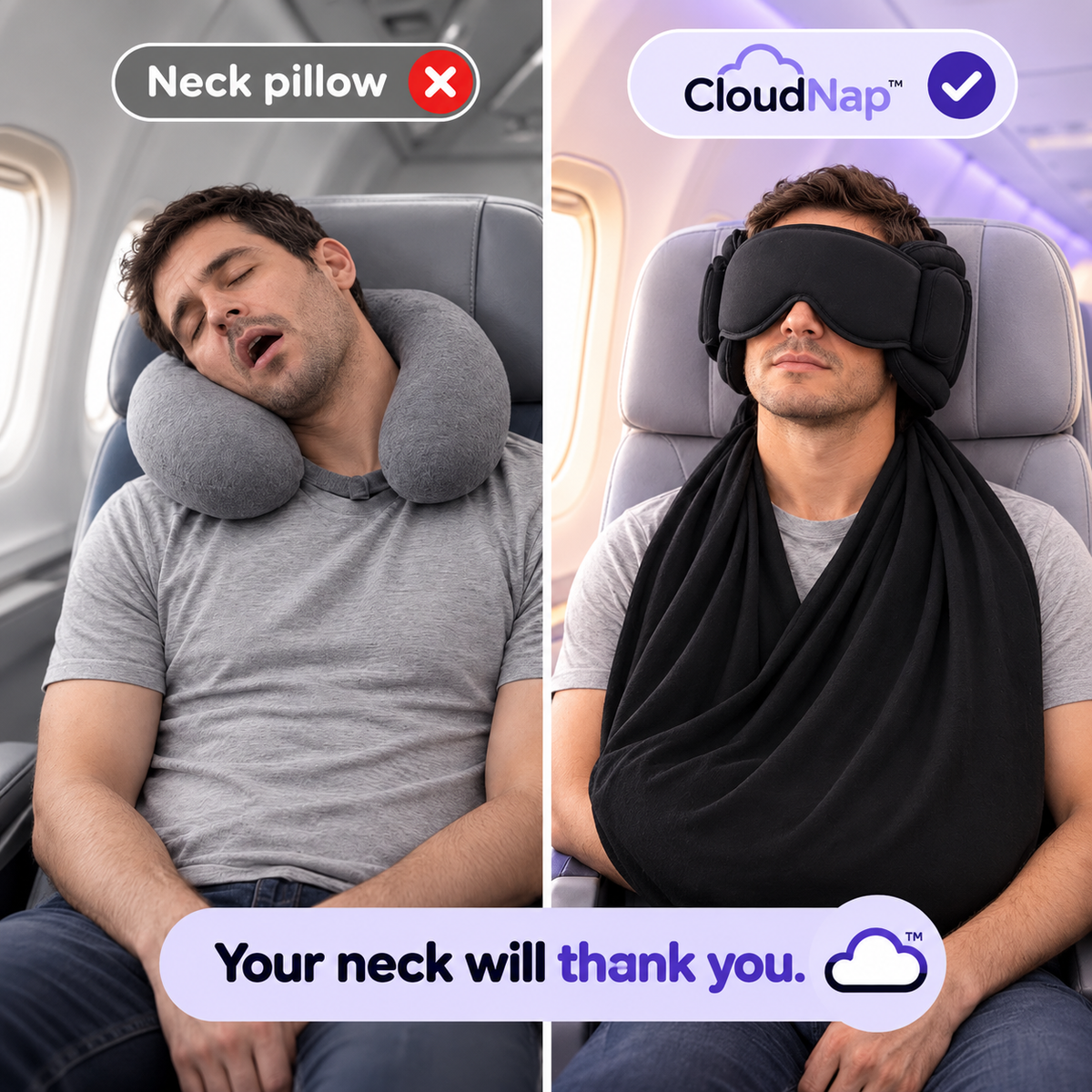 CloudNap™ 3-in-1 Travel Comfort.