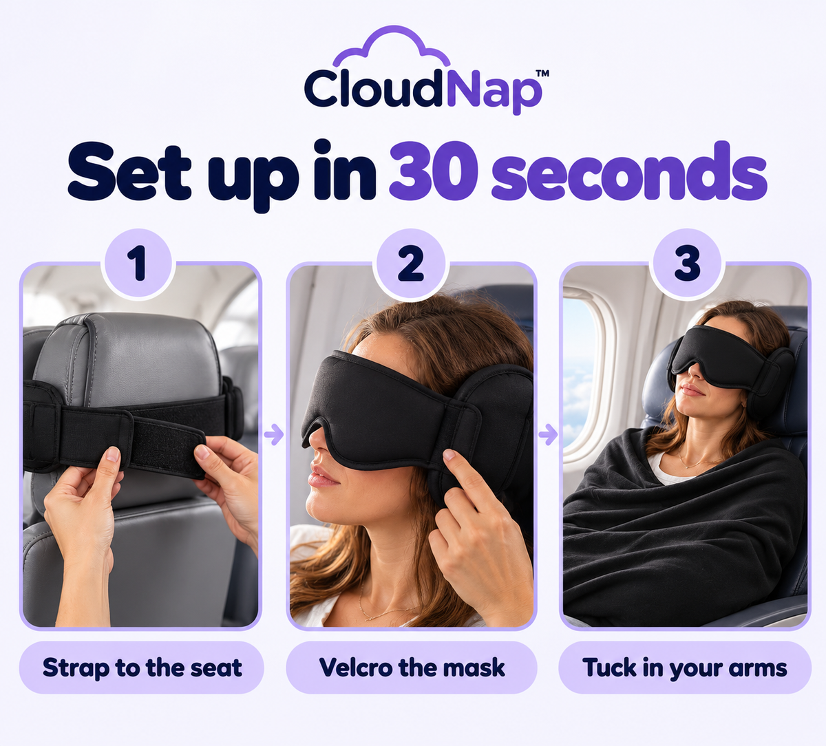 CloudNap™ 3-in-1 Travel Comfort.